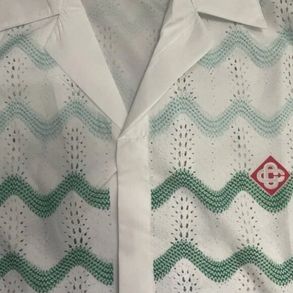 Casablanca Green Wave Crochet Shirt - Picture 3 of 4